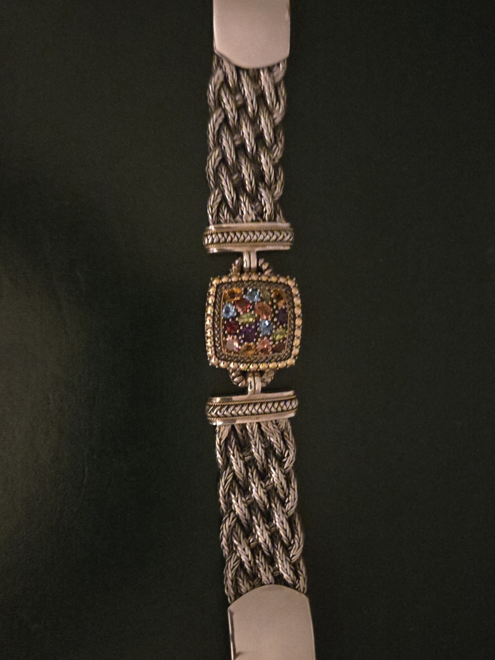 Multi-Color Stone Silver Bracelet